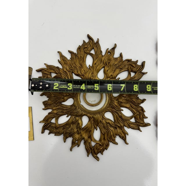 Mid-Century Modern Vintage Sunburst Doorknob Hardware Plate For Sale - Image 3 of 4