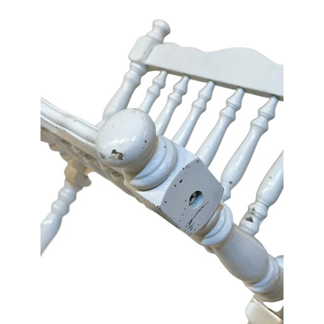 Vintage Rustic Cabin Style White Painted Turned Wood Book Magazine Stand Rack For Sale - Image 12 of 14