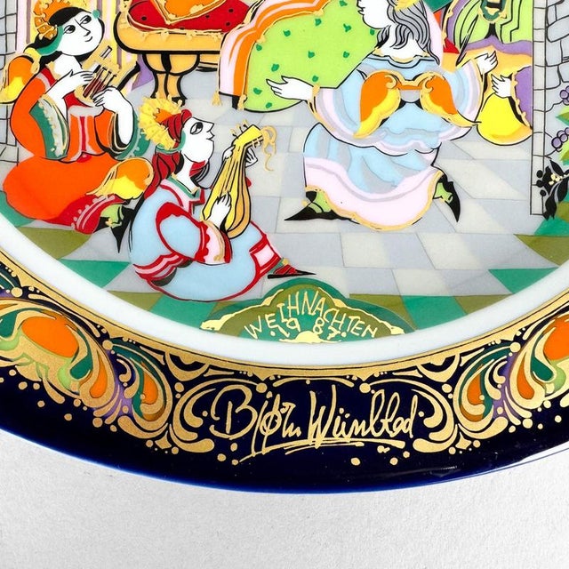 Rosenthal Christmas Porcelain Plate by Bjorn Wiinblad for Rosenthal, 1987 For Sale - Image 4 of 10