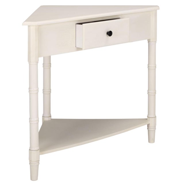 Ivory Gomez 1 Drawer 1 Shelf Corner Table in Ivory For Sale - Image 8 of 10