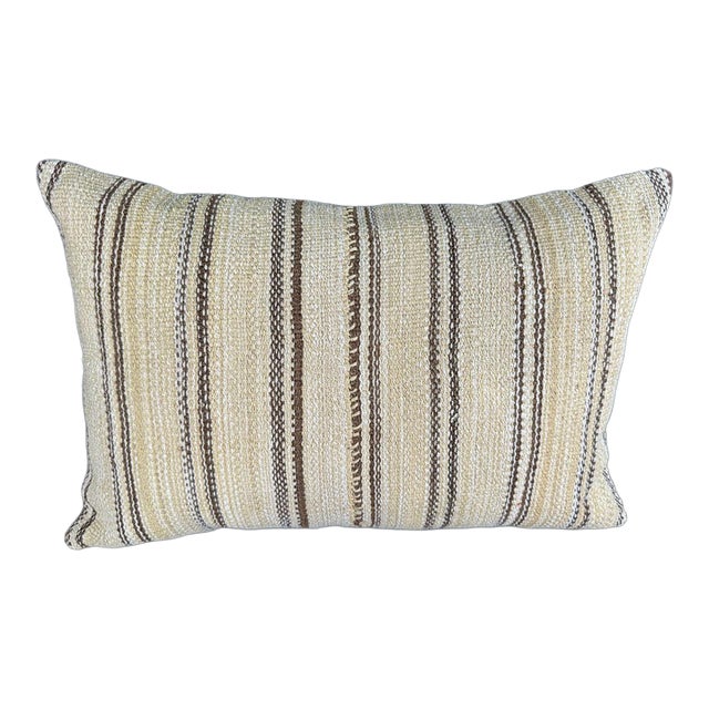 Turkish Hemp Pillow Cushion Natural Beige Brown Pillow Cushion Cover 16 "x 24" For Sale