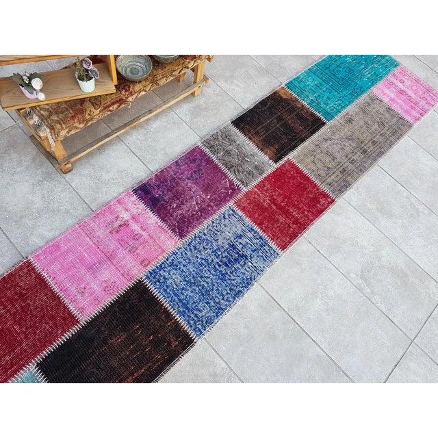 Mid 20th Century Bohemian Handknotted Wool RunnerBohemian Handknotted WooL Runner For Sale - Image 6 of 10