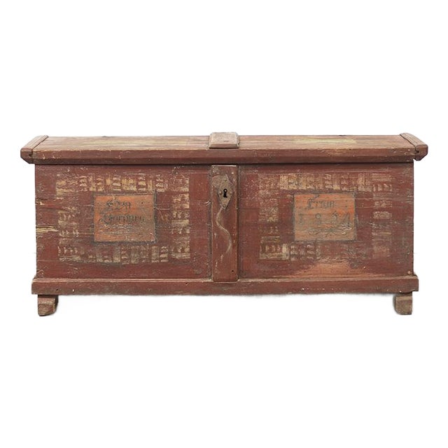 Painted Bridal Chest, 1854 For Sale
