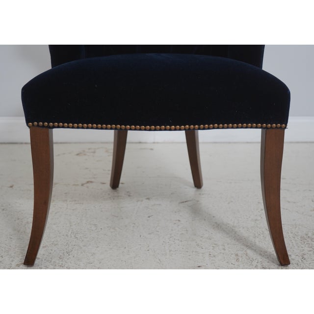 Set of 12 Ralph Lauren Design Blue Velvet Dining Room Chairs For Sale - Image 11 of 18