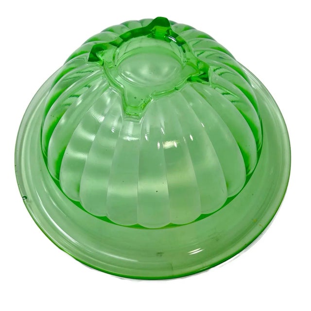 1940s 1940s Art Deco Green Glass Bowl For Sale - Image 5 of 6