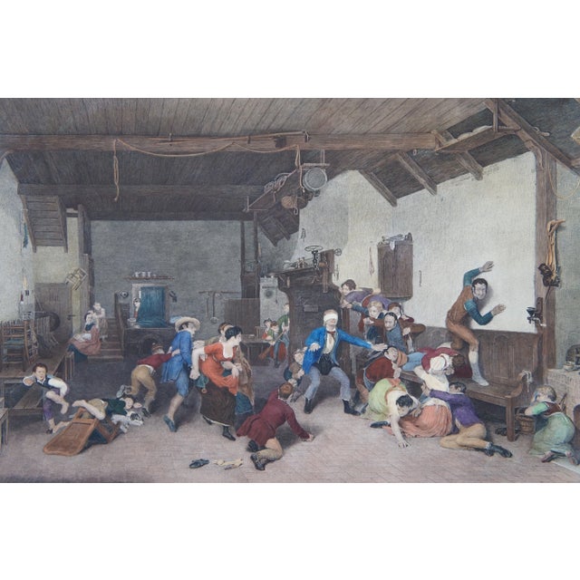Sculpture Materials Antique Colored Print Engraving Blind Mans Buff Bluff Game Wilkie Raimbach For Sale - Image 7 of 13