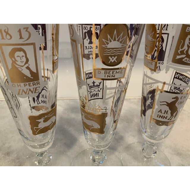 Set of 3 Libbey tavern sign glasses. Fluted/Pilsner shape.