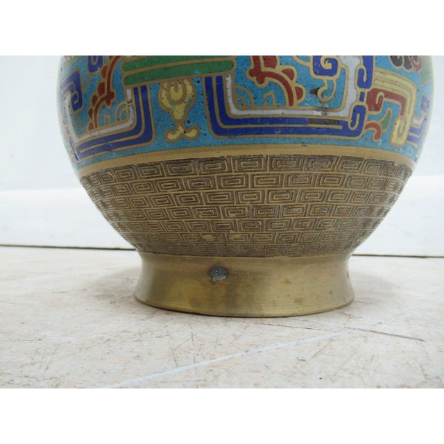 1960s Asian Cloisonne Vase/Urn For Sale - Image 10 of 12