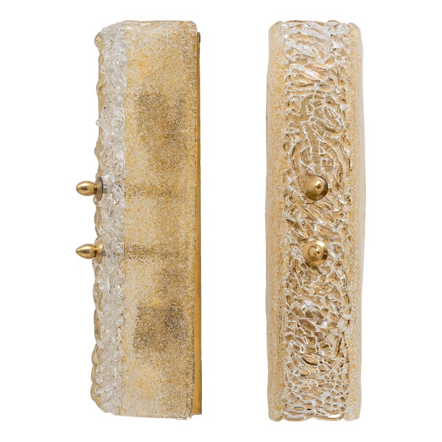 Murano Glass abd Gilt Brass Sconces, Graniglia, Italy, 2000s, Set of 2 For Sale