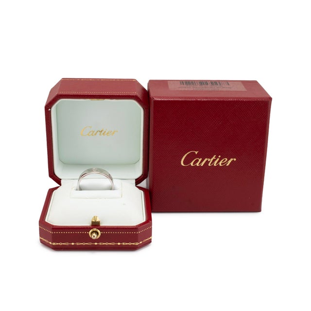 Metal Men’s Cartier Love Classic Model 18k White Gold 5.5mm Wedding Band Ring, Size 10 For Sale - Image 7 of 8