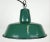 Industrial green enamel pendant light made by Polam Wilkasy in Poland during the 1960s. Hvidt enamel inside the shade....