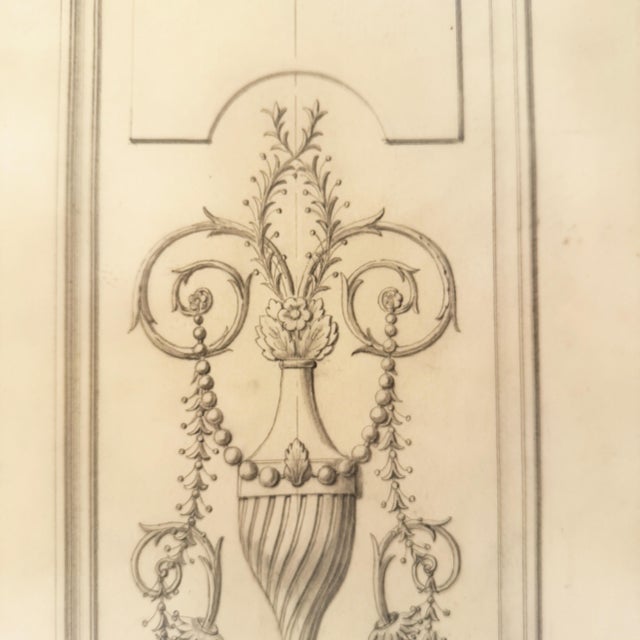 An original Maison Jansen pencil drawing depicting an architectural detail "Petit Panneau Directoire" page 70 Stamped:...