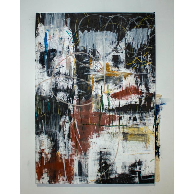 Abstract "Bedlam of Man" Contemporary Mixed-Media Abstract Painting by Brian Jerome For Sale - Image 3 of 3