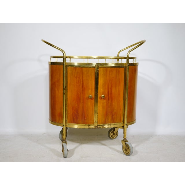Mid-Century Bar Cart in Walnut and Brass, Italy, 1950s For Sale - Image 6 of 13