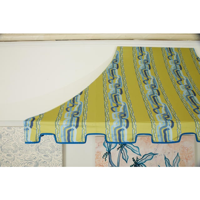 Interior Awning in Ferrick Mason Whiskey Stripe Green Blue For Sale In Lexington, KY - Image 6 of 7