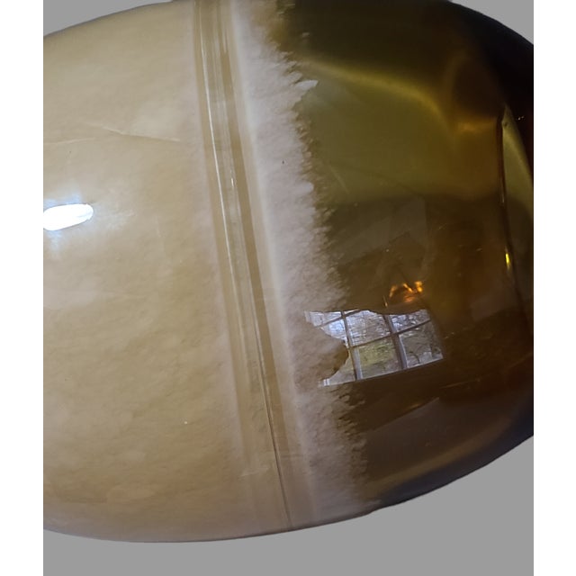 Vintage Mid Century Modern Italian Hand-Blown Art Glass Two Tone Amber & Cream Vase For Sale - Image 4 of 7