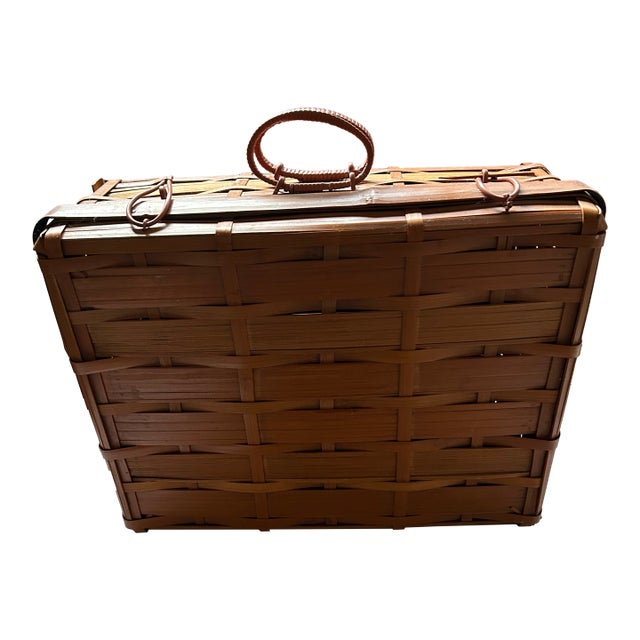 Mid 20th Century Japanese Bamboo Picnic Basket For Sale