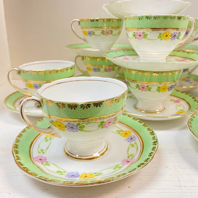 English English Tea Cups and Saucers by Royal Standard Bone China Made in England - Set of 11 For Sale - Image 3 of 12