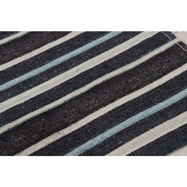 1950s Vintage Geometric Beige Brown and Blue Wool Kilim Rug For Sale - Image 5 of 8