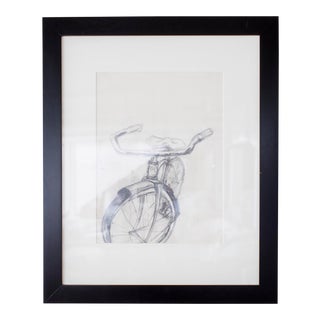 Late 20th Century "Bicycle" Still Life Graphite Drawing, Framed For Sale