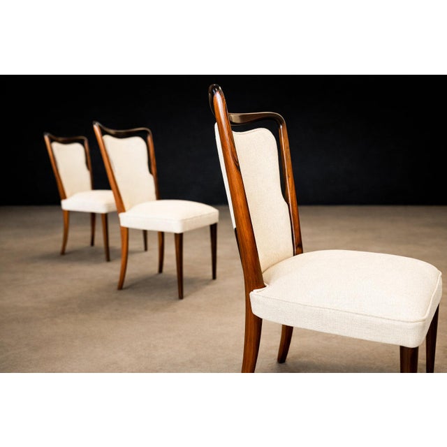 Set of Eight Dining Chairs in Solid Rosewood & Upholstered Fabric by Giuseppe Scapinelli, Brazilian Modern, 1950s For Sale - Image 12 of 15