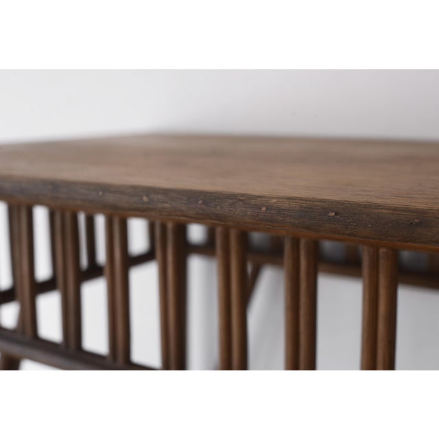 Vintage Rustic Boho Rattan Table With Shelf For Sale - Image 15 of 16