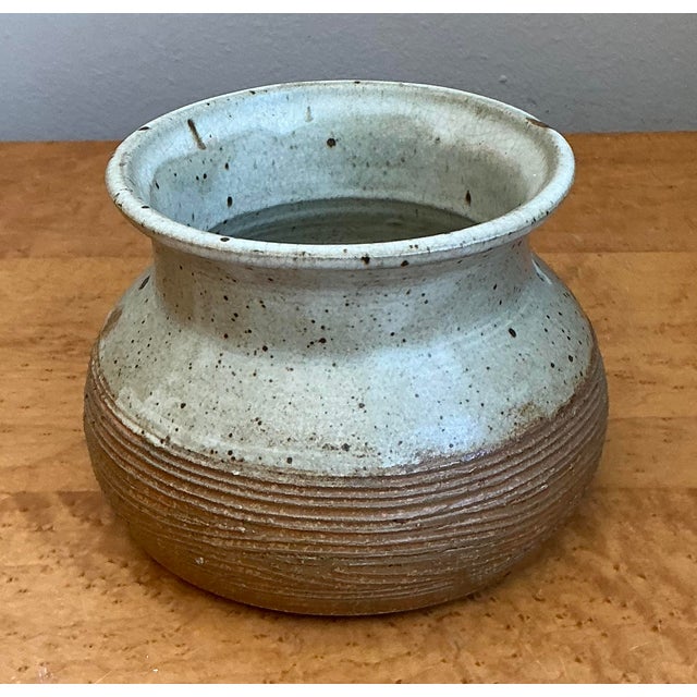 Late 20th Century Vintage Original Studio Pottery Scored Vase For Sale - Image 5 of 12