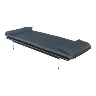 Vintage Brayton Black Leather Bench For Sale