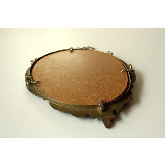 Wood 1950s Beautifull Small Brass Wall Mirror For Sale - Image 7 of 8