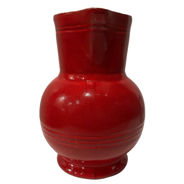 Vintage Modern Émile Henry France Red Glazed Ceramic Pitcher For Sale - Image 4 of 13