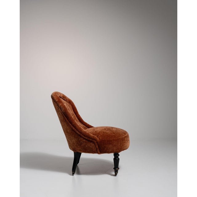 19th Century France Napoleon III Burnt Orange Wood Armchair For Sale - Image 4 of 10