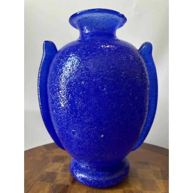 Winged Vase in Pulegoso Blue Glass by Napoleone Martinuzzi, 1920s For Sale - Image 9 of 9