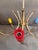 Metal Vintage 5-Arm Sputnik Chandelier in Brass and Multicoloured Ceramic, United Kingdom, 1950s For Sale - Image 7 of 10