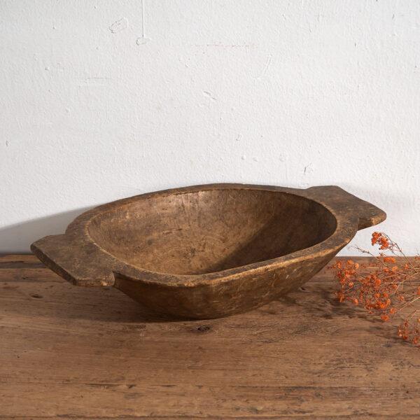 Brown Small Antique Wooden Bowl For Sale - Image 8 of 8