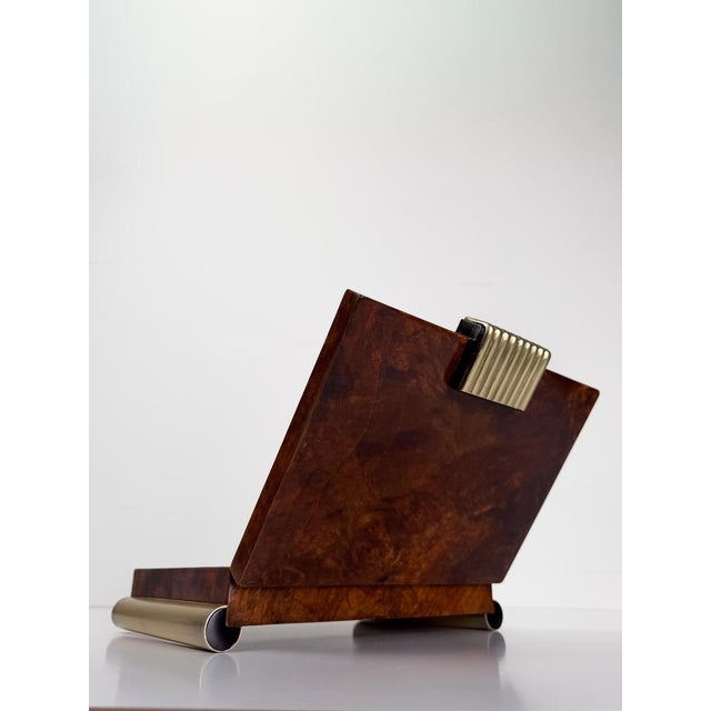 Large Italian Art Deco Box in Walnut Burl with Brass and Ebony Accents, 1930s For Sale - Image 13 of 17