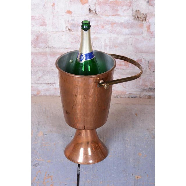 Art Deco Standing Champagne Cooler in Brass and Copper, France, 1920s For Sale - Image 4 of 14