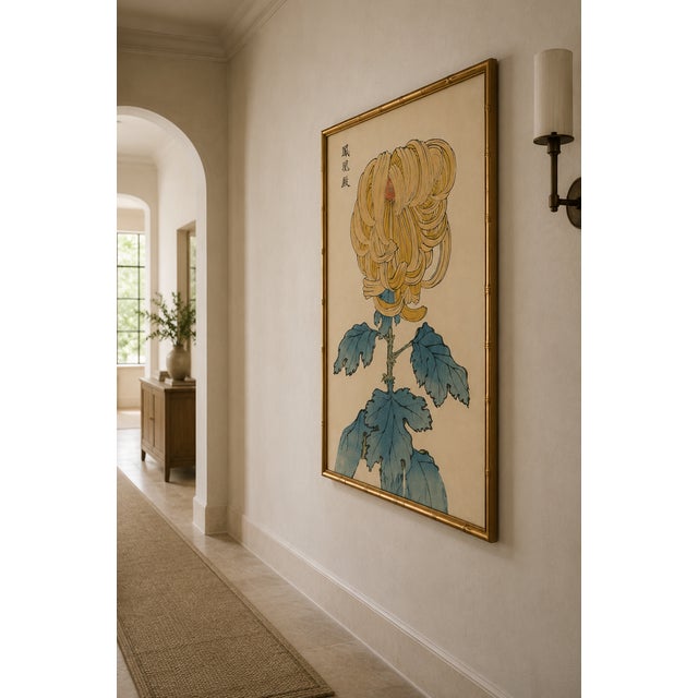 Gold Gold Floral Giclee, Vintage Japanese Botanical Art Print, 36" X 54" For Sale - Image 8 of 10