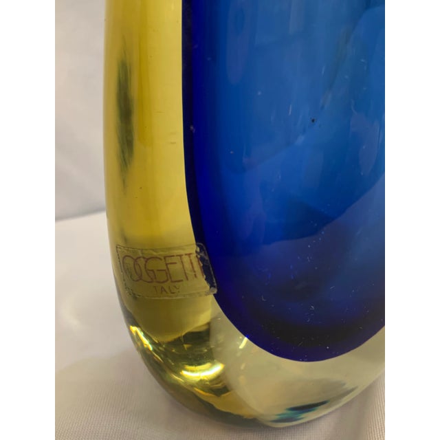 1980s Oggetti Blue/Citrine Murano Glass Vase For Sale - Image 11 of 13