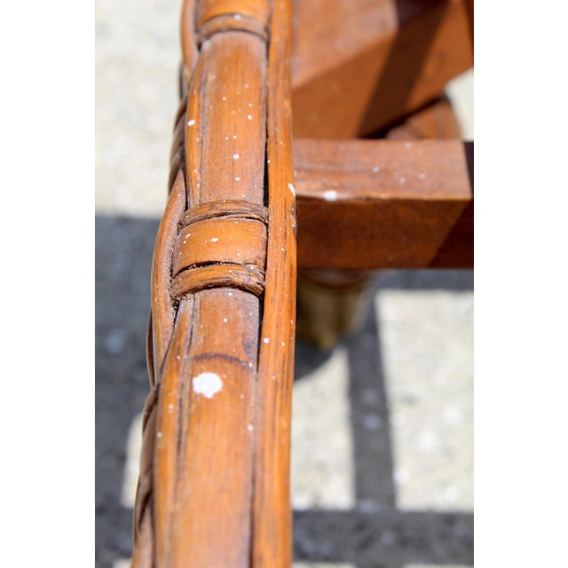 Vintage Rattan Coffee Table / Ottoman Base – Boho Coastal Charm on Casters For Sale - Image 11 of 12