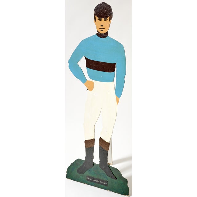 Blue Goose Stable Painted Wood Silhouette of a Jockey W/ Whitney Silks Collection of Marylou Whitney For Sale In New York - Image 6 of 7