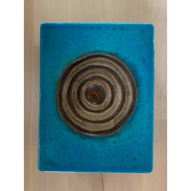 1950s 1950s Ugo Zaccagnini Mid-Century Modern Blue Ceramic Pottery Box For Sale - Image 5 of 13