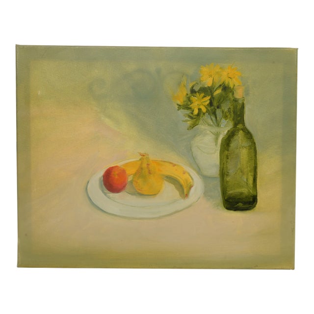 Vintage Original Still Life Painting on Canvas For Sale