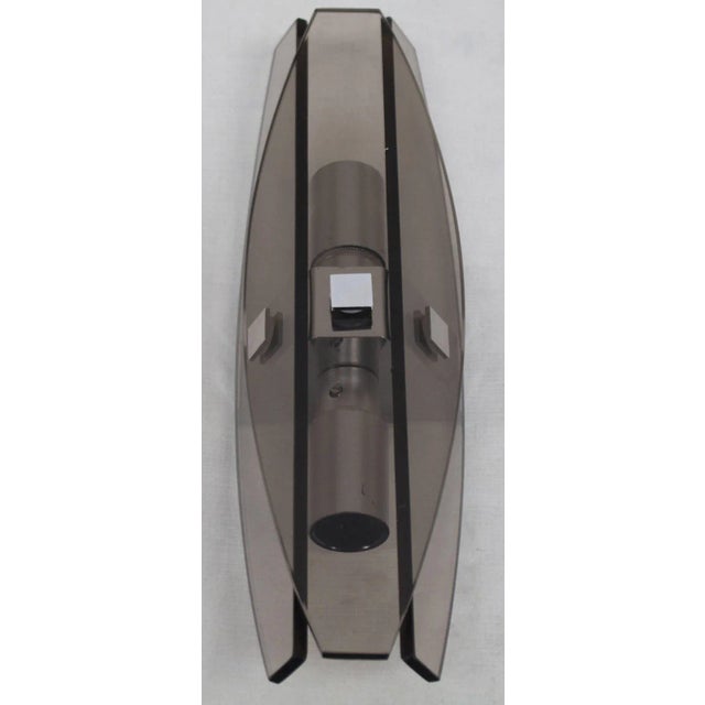 Veca Mid-Century Modern Italian Smoked Glass Sconces by Veca - a Pair For Sale - Image 4 of 8