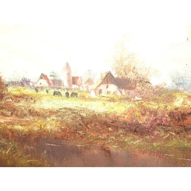 Auburn 1950s Countryside Landscape Oil Painting Signed Messmer, Framed For Sale - Image 8 of 13