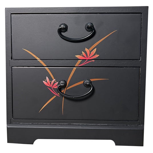 Lacquered Drawer Chest with Floral Pattern, Japan, 1980s For Sale