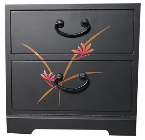 Lacquered Drawer Chest with Floral Pattern, Japan, 1980s