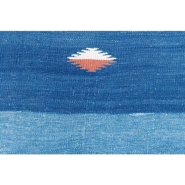 Doris Leslie Blau Vintage Indian Dhurrie Light Blue Flatweave Cotton Rug For Sale - Image 4 of 10