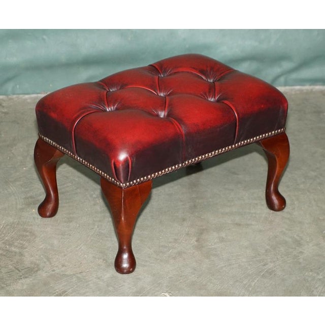Antique Style Deep Buttoned Oxblood Leather Mahogany Footstool Please note: The delivery fee shown in the listing is...