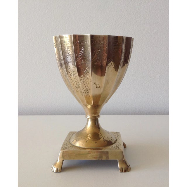 Mid-Century Modern Vintage Indian Brass Footed Chalice For Sale - Image 3 of 7