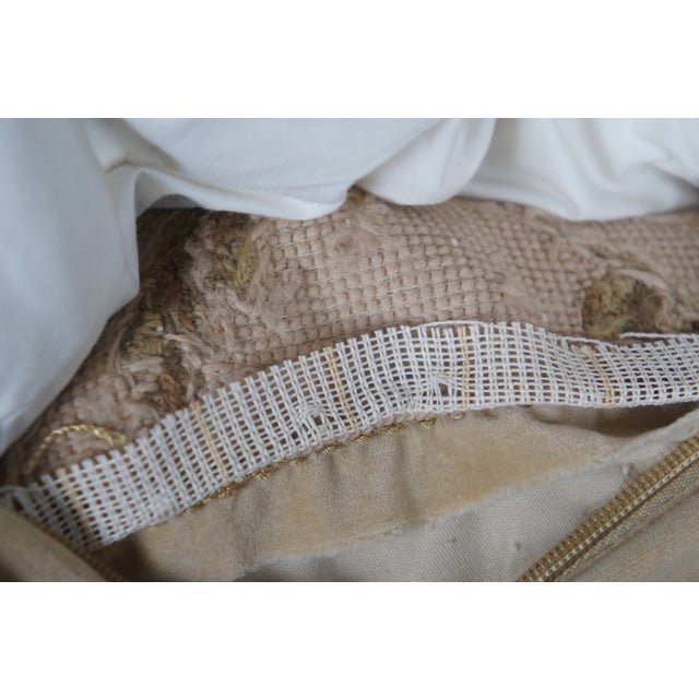 Mid 20th Century Down Filled Floral Crossed Roses Needlepoint Tassel Lumbar Throw Pillow For Sale - Image 10 of 11